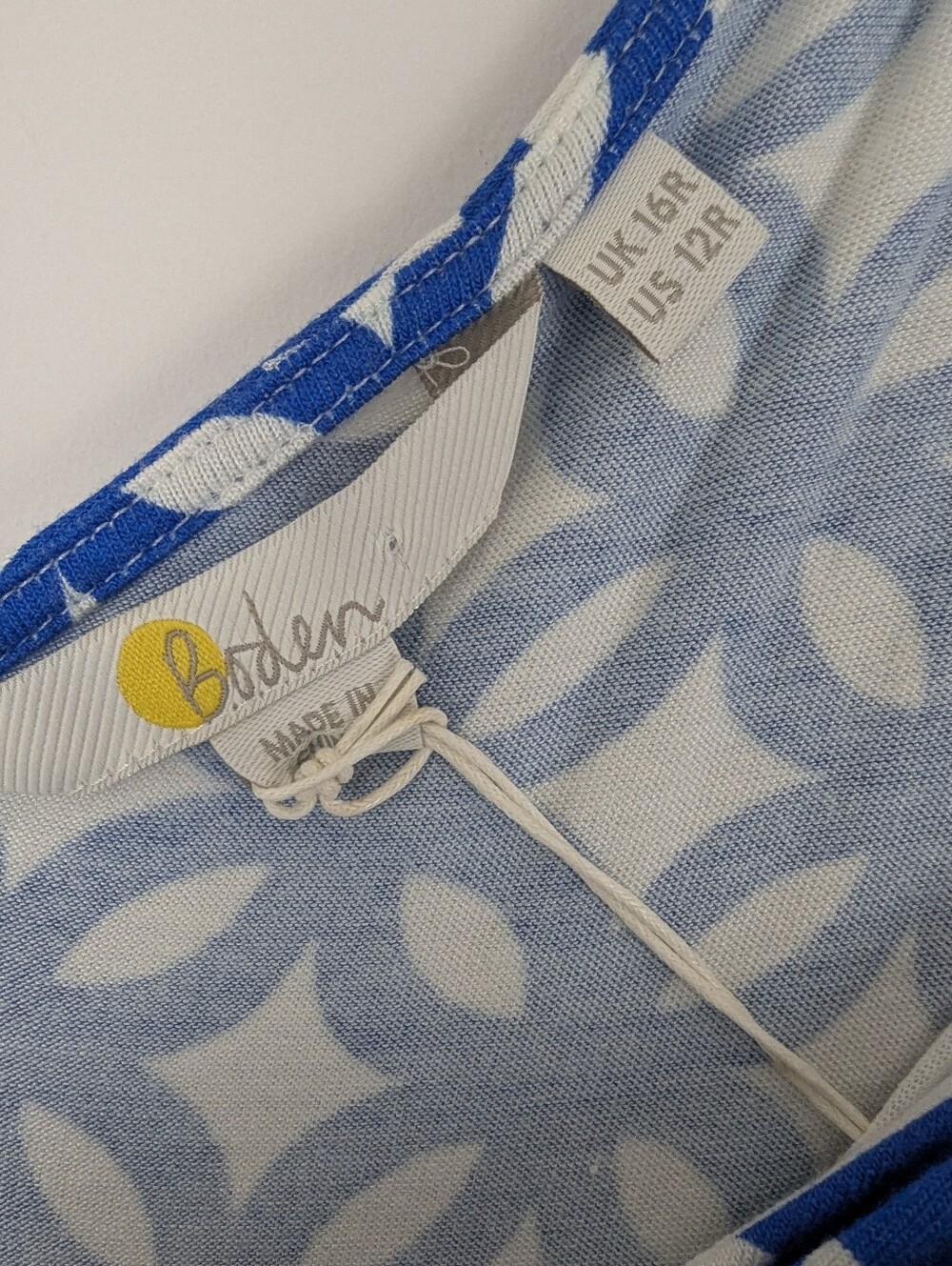 NWT Boden Effie Blue & White V Neck Stretch Jersey Faux Wrap Midi Dress Size 12R - Picture 6 of 9
